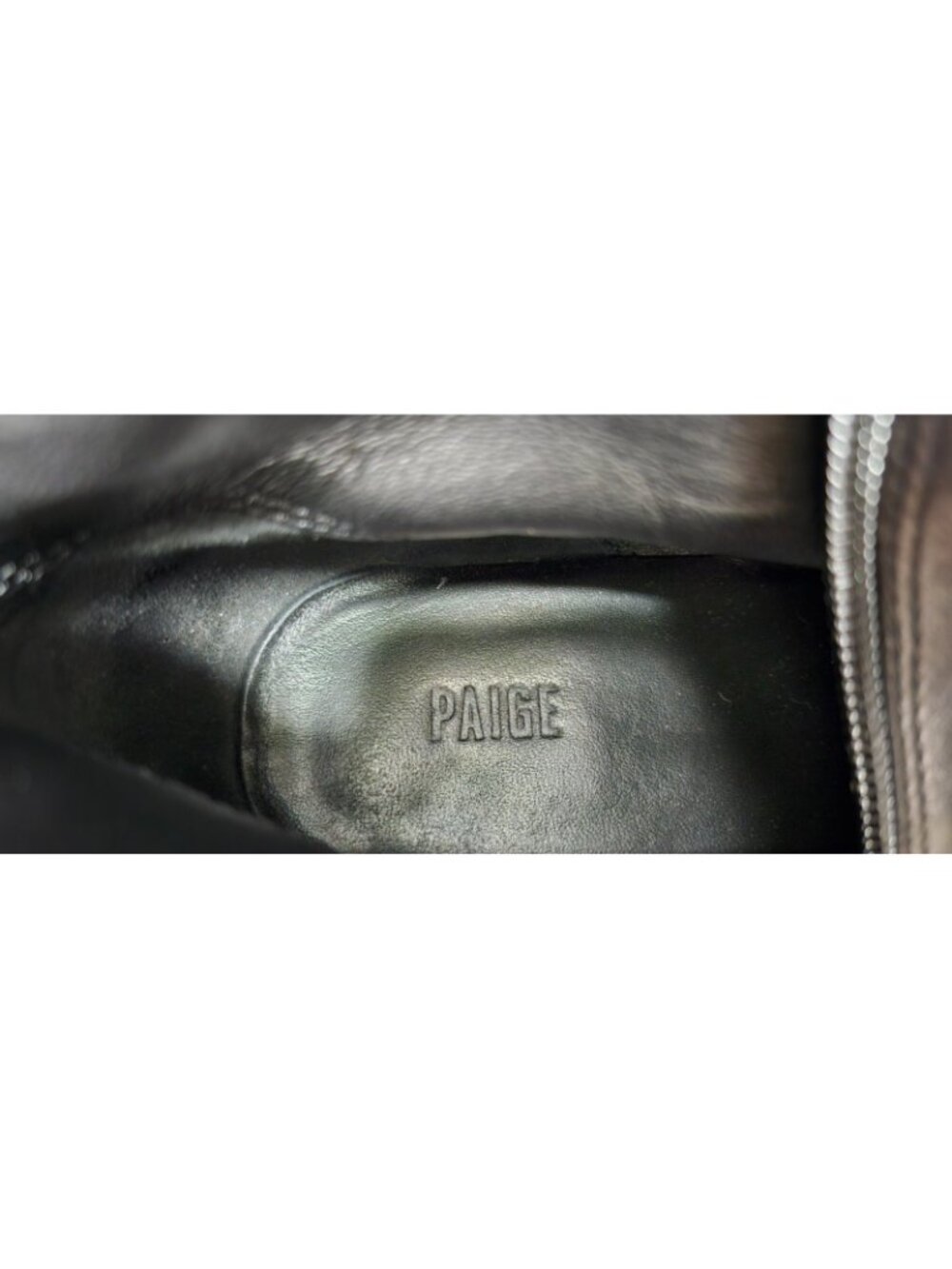 Paige Black Leather Knee High Boots Block Heel Minimalist Tall Zip Riding Boots - Picture 10 of 15